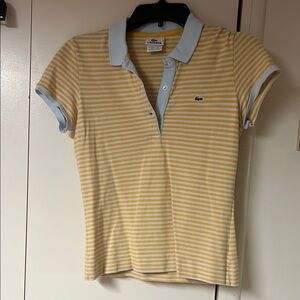 Lacoste Women’s Yellow Cream Polo Fitted Short Sleeve Shirt